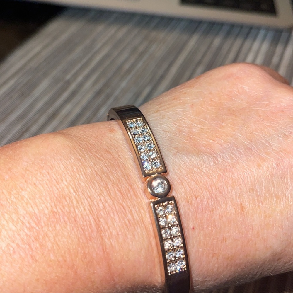 Express Gold Rhinestone Bangle Bracelet - Picture 3 of 5